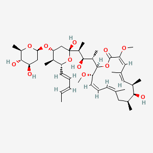 molecular formula C43H68O12 B8101369 (3E,5Z,7R,8S,9S,11Z,13Z,15S,16R)-16-[(2S,3R,4S)-4-[(2R,4R,5S,6R)-4-[(2R,4R,5S,6R)-4,5-dihydroxy-6-methyloxan-2-yl]oxy-2-hydroxy-5-methyl-6-[(1E,3E)-penta-1,3-dienyl]oxan-2-yl]-3-hydroxypentan-2-yl]-8-hydroxy-3,15-dimethoxy-5,7,9,11-tetramethyl-1-oxacyclohexadeca-3,5,11,13-tetraen-2-one 