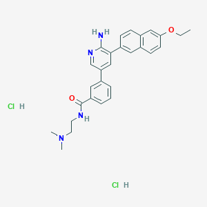molecular formula C28H32Cl2N4O2 B8101373 3-[6-amino-5-(6-ethoxynaphthalen-2-yl)pyridin-3-yl]-N-[2-(dimethylamino)ethyl]benzamide;dihydrochloride 