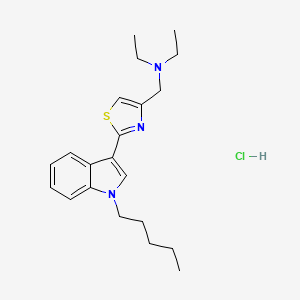 molecular formula C21H30ClN3S B8101408 N-ethyl-N-[[2-(1-pentylindol-3-yl)-1,3-thiazol-4-yl]methyl]ethanamine;hydrochloride 