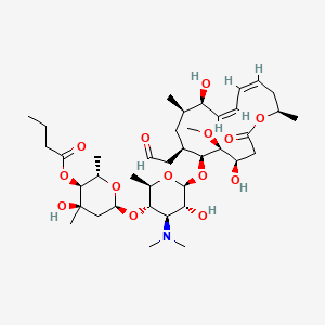molecular formula C39H65NO14 B8101429 [(2S,3S,4R,6S)-6-[(2R,3S,4R,5R,6S)-6-[[(4R,5S,6S,7R,9R,10R,11Z,13Z,16R)-4,10-dihydroxy-5-methoxy-9,16-dimethyl-2-oxo-7-(2-oxoethyl)-1-oxacyclohexadeca-11,13-dien-6-yl]oxy]-4-(dimethylamino)-5-hydroxy-2-methyloxan-3-yl]oxy-4-hydroxy-2,4-dimethyloxan-3-yl] butanoate 