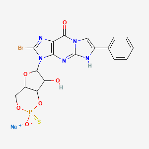 molecular formula C18H14BrN5NaO6PS B8101445 RP-8-Bromo-beta-phenyl-1,N2-ethenoguanosine 3',5'-cyclic monophosphorothioate sodium salt hydrate 