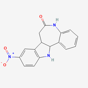 molecular formula C16H13N3O3 B8101464 9-nitro-7,7a,12,12a-tetrahydro-5H-indolo[3,2-d][1]benzazepin-6-one 
