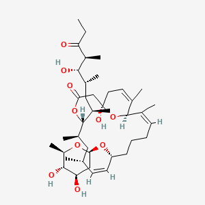 molecular formula C40H66O10 B8101485 (1R,2E,7R,8E,10R,12R,13S,17R)-7-[(2R,4R,6R)-4,5-dihydroxy-6-methyloxan-2-yl]oxy-17-hydroxy-13-[(2R,4R,5S,6S)-5-hydroxy-4,6-dimethyl-7-oxononan-2-yl]-2,10,12,20-tetramethyl-14,21-dioxabicyclo[15.3.1]henicosa-2,8,19-trien-15-one 