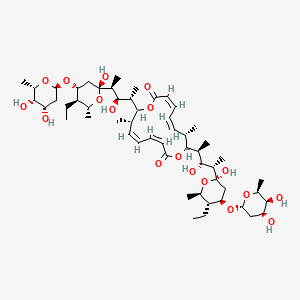 molecular formula C54H88O18 B8101495 (3Z,5Z,7S,8S,11Z,13Z,15S,16S)-8,16-bis[(2S,3R,4S)-4-[(2R,4R,5R,6R)-4-[(2R,4S,5S,6S)-4,5-dihydroxy-6-methyloxan-2-yl]oxy-5-ethyl-2-hydroxy-6-methyloxan-2-yl]-3-hydroxypentan-2-yl]-7,15-dimethyl-1,9-dioxacyclohexadeca-3,5,11,13-tetraene-2,10-dione 