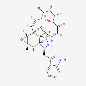 molecular formula C32H36N2O5 B8101551 (1R,3Z,6R,7Z,9S,11Z,13R,14S,16R,17S,18R,19S)-6-hydroxy-19-(1H-indol-3-ylmethyl)-7,9,16,17-tetramethyl-15-oxa-20-azatetracyclo[11.8.0.01,18.014,16]henicosa-3,7,11-triene-2,5,21-trione 