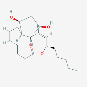 molecular formula C20H32O4 B8101558 9alpha, 11alpha, 15S-Trihydroxy-prosta-5Z, 13E-dien-1-oic acid, 1,15-lactone 