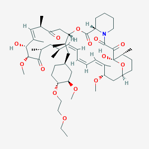 molecular formula C55H87NO14 B8101652 (1R,9S,12S,15R,16Z,18R,19R,21R,23S,24Z,26Z,28Z,30S,32S,35R)-12-[(2R)-1-[(1S,3R,4R)-4-(2-ethoxyethoxy)-3-methoxycyclohexyl]propan-2-yl]-1,18-dihydroxy-19,30-dimethoxy-15,17,21,23,29,35-hexamethyl-11,36-dioxa-4-azatricyclo[30.3.1.04,9]hexatriaconta-16,24,26,28-tetraene-2,3,10,14,20-pentone 