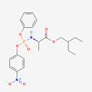 molecular formula C21H27N2O7P B8101793 (2S)-2-ethylbutyl 2-(((4-nitrophenoxy)(phenoxy)phosphoryl)amino)propanoate 