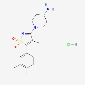 molecular formula C17H24ClN3O2S B8101923 1-[5-(3,4-Dimethylphenyl)-4-methyl-1,1-dioxo-1,2-thiazol-3-yl]piperidin-4-amine;hydrochloride 