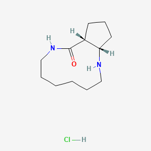 molecular formula C12H23ClN2O B8101928 (1S,11R)-2,9-diazabicyclo[9.3.0]tetradecan-10-one;hydrochloride 