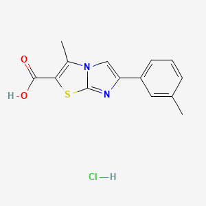 molecular formula C14H13ClN2O2S B8101941 3-Methyl-6-(3-methylphenyl)imidazo[2,1-b][1,3]thiazole-2-carboxylic acid;hydrochloride 