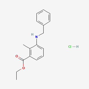 molecular formula C17H20ClNO2 B8101945 Ethyl 3-(benzylamino)-2-methylbenzoate;hydrochloride 