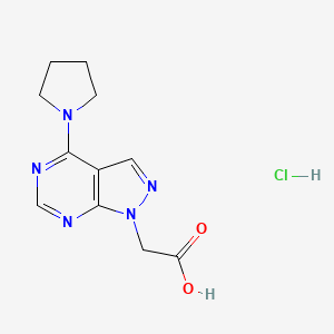 molecular formula C11H14ClN5O2 B8101950 2-(4-Pyrrolidin-1-ylpyrazolo[3,4-d]pyrimidin-1-yl)acetic acid;hydrochloride 