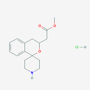 molecular formula C16H22ClNO3 B8101980 Methyl 2-spiro[3,4-dihydroisochromene-1,4'-piperidine]-3-ylacetate;hydrochloride 