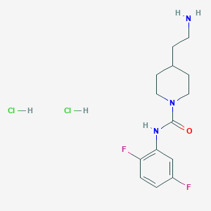 molecular formula C14H21Cl2F2N3O B8101988 4-(2-aminoethyl)-N-(2,5-difluorophenyl)piperidine-1-carboxamide;dihydrochloride 