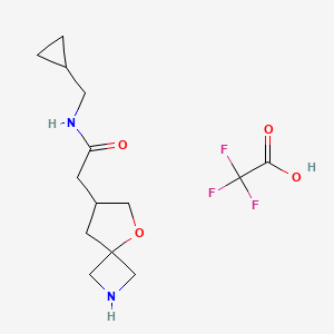 molecular formula C14H21F3N2O4 B8102020 N-(cyclopropylmethyl)-2-(5-oxa-2-azaspiro[3.4]octan-7-yl)acetamide;2,2,2-trifluoroacetic acid 