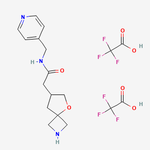 molecular formula C18H21F6N3O6 B8102022 2-(5-oxa-2-azaspiro[3.4]octan-7-yl)-N-(pyridin-4-ylmethyl)acetamide;2,2,2-trifluoroacetic acid 