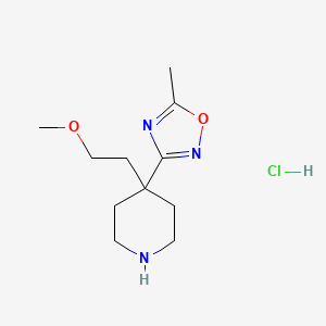 molecular formula C11H20ClN3O2 B8102030 3-[4-(2-Methoxyethyl)piperidin-4-yl]-5-methyl-1,2,4-oxadiazole;hydrochloride 