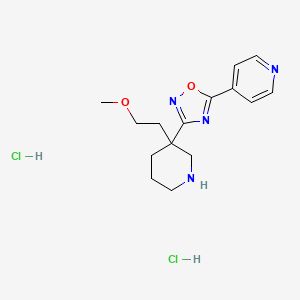 molecular formula C15H22Cl2N4O2 B8102082 3-[3-(2-Methoxyethyl)piperidin-3-yl]-5-pyridin-4-yl-1,2,4-oxadiazole;dihydrochloride 