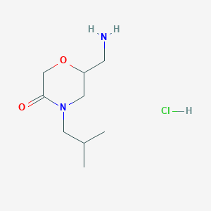 molecular formula C9H19ClN2O2 B8102096 6-(Aminomethyl)-4-(2-methylpropyl)morpholin-3-one;hydrochloride 