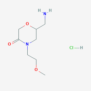molecular formula C8H17ClN2O3 B8102098 6-(Aminomethyl)-4-(2-methoxyethyl)morpholin-3-one;hydrochloride 