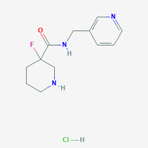 molecular formula C12H17ClFN3O B8102125 3-fluoro-N-(pyridin-3-ylmethyl)piperidine-3-carboxamide;hydrochloride 