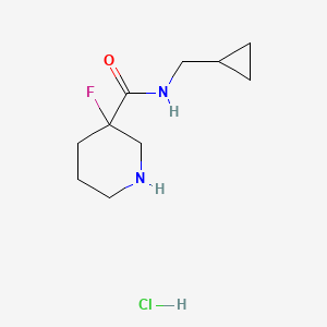 molecular formula C10H18ClFN2O B8102132 N-(cyclopropylmethyl)-3-fluoropiperidine-3-carboxamide;hydrochloride 