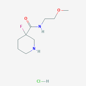 molecular formula C9H18ClFN2O2 B8102138 3-fluoro-N-(2-methoxyethyl)piperidine-3-carboxamide;hydrochloride 