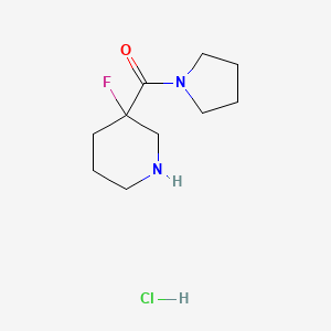 molecular formula C10H18ClFN2O B8102144 (3-Fluoropiperidin-3-yl)-pyrrolidin-1-ylmethanone;hydrochloride 