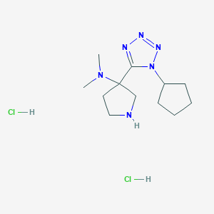 molecular formula C12H24Cl2N6 B8102145 3-(1-cyclopentyltetrazol-5-yl)-N,N-dimethylpyrrolidin-3-amine;dihydrochloride 