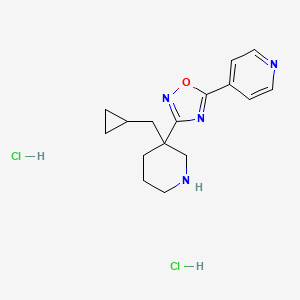 molecular formula C16H22Cl2N4O B8102156 3-[3-(Cyclopropylmethyl)piperidin-3-yl]-5-pyridin-4-yl-1,2,4-oxadiazole;dihydrochloride 