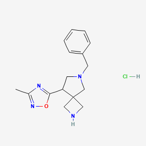 molecular formula C16H21ClN4O B8102175 5-(6-Benzyl-2,6-diazaspiro[3.4]octan-8-yl)-3-methyl-1,2,4-oxadiazole;hydrochloride 