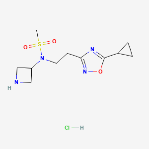 molecular formula C11H19ClN4O3S B8102187 N-(azetidin-3-yl)-N-[2-(5-cyclopropyl-1,2,4-oxadiazol-3-yl)ethyl]methanesulfonamide;hydrochloride 