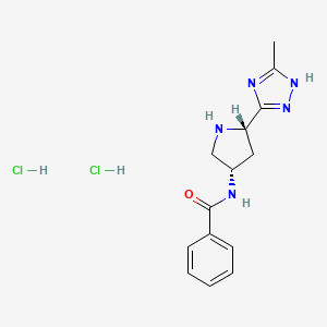 molecular formula C14H19Cl2N5O B8102192 N-[(3S,5S)-5-(5-methyl-1H-1,2,4-triazol-3-yl)pyrrolidin-3-yl]benzamide;dihydrochloride 