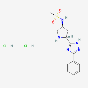 molecular formula C13H19Cl2N5O2S B8102197 N-[(3S,5S)-5-(3-phenyl-1H-1,2,4-triazol-5-yl)pyrrolidin-3-yl]methanesulfonamide;dihydrochloride 