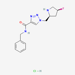 molecular formula C15H19ClFN5O B8102201 N-benzyl-1-[[(2S,4S)-4-fluoropyrrolidin-2-yl]methyl]triazole-4-carboxamide;hydrochloride 