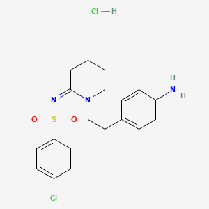 molecular formula C19H23Cl2N3O2S B8102235 (Z)-N-(1-(4-aminophenethyl)piperidin-2-ylidene)-4-chlorobenzenesulfonamide,monohydrochloride 