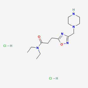 molecular formula C14H27Cl2N5O2 B8102268 N,N-diethyl-3-[3-(piperazin-1-ylmethyl)-1,2,4-oxadiazol-5-yl]propanamide;dihydrochloride 