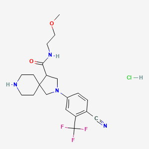 molecular formula C20H26ClF3N4O2 B8102297 2-[4-cyano-3-(trifluoromethyl)phenyl]-N-(2-methoxyethyl)-2,8-diazaspiro[4.5]decane-4-carboxamide;hydrochloride 