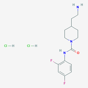 molecular formula C14H21Cl2F2N3O B8102315 4-(2-aminoethyl)-N-(2,4-difluorophenyl)piperidine-1-carboxamide;dihydrochloride 