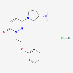 molecular formula C16H21ClN4O2 B8102323 6-(3-Aminopyrrolidin-1-yl)-2-(2-phenoxyethyl)pyridazin-3-one;hydrochloride 