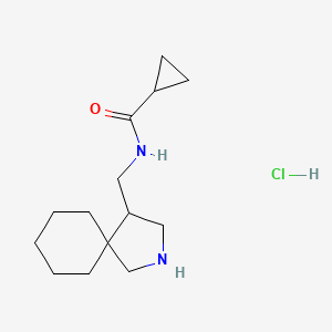 molecular formula C14H25ClN2O B8102353 N-(2-azaspiro[4.5]decan-4-ylmethyl)cyclopropanecarboxamide;hydrochloride 