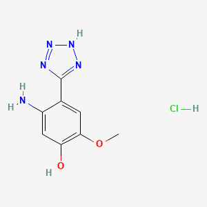 molecular formula C8H10ClN5O2 B8102364 5-amino-2-methoxy-4-(2H-tetrazol-5-yl)phenol;hydrochloride 