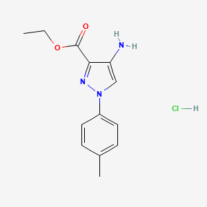 molecular formula C13H16ClN3O2 B8102367 Ethyl 4-amino-1-(4-methylphenyl)pyrazole-3-carboxylate;hydrochloride 