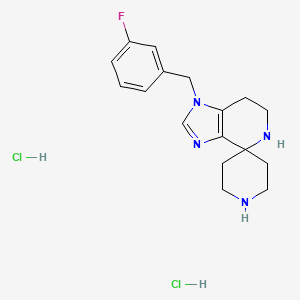 molecular formula C17H23Cl2FN4 B8102380 1-[(3-fluorophenyl)methyl]spiro[6,7-dihydro-5H-imidazo[4,5-c]pyridine-4,4'-piperidine];dihydrochloride 