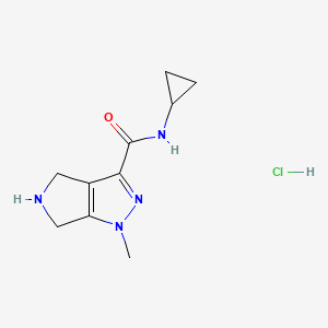 molecular formula C10H15ClN4O B8102445 N-cyclopropyl-1-methyl-5,6-dihydro-4H-pyrrolo[3,4-c]pyrazole-3-carboxamide;hydrochloride 
