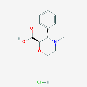 molecular formula C12H16ClNO3 B8102447 (2R,3S)-4-methyl-3-phenylmorpholine-2-carboxylic acid;hydrochloride 