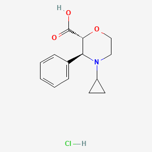 molecular formula C14H18ClNO3 B8102452 (2R,3S)-4-cyclopropyl-3-phenylmorpholine-2-carboxylic acid;hydrochloride 