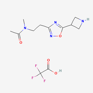 molecular formula C12H17F3N4O4 B8102458 N-[2-[5-(azetidin-3-yl)-1,2,4-oxadiazol-3-yl]ethyl]-N-methylacetamide;2,2,2-trifluoroacetic acid 