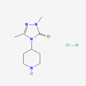 molecular formula C9H17ClN4O B8102472 2,5-Dimethyl-4-piperidin-4-yl-1,2,4-triazol-3-one;hydrochloride 
